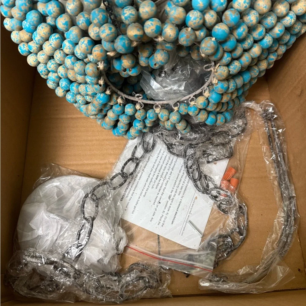 Chic Blue Beaded Chandelier - Picture 5 of 5